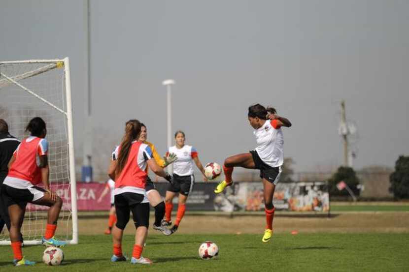 Diggs practices during training sessions in Houston. The Dash will play its last preseason...