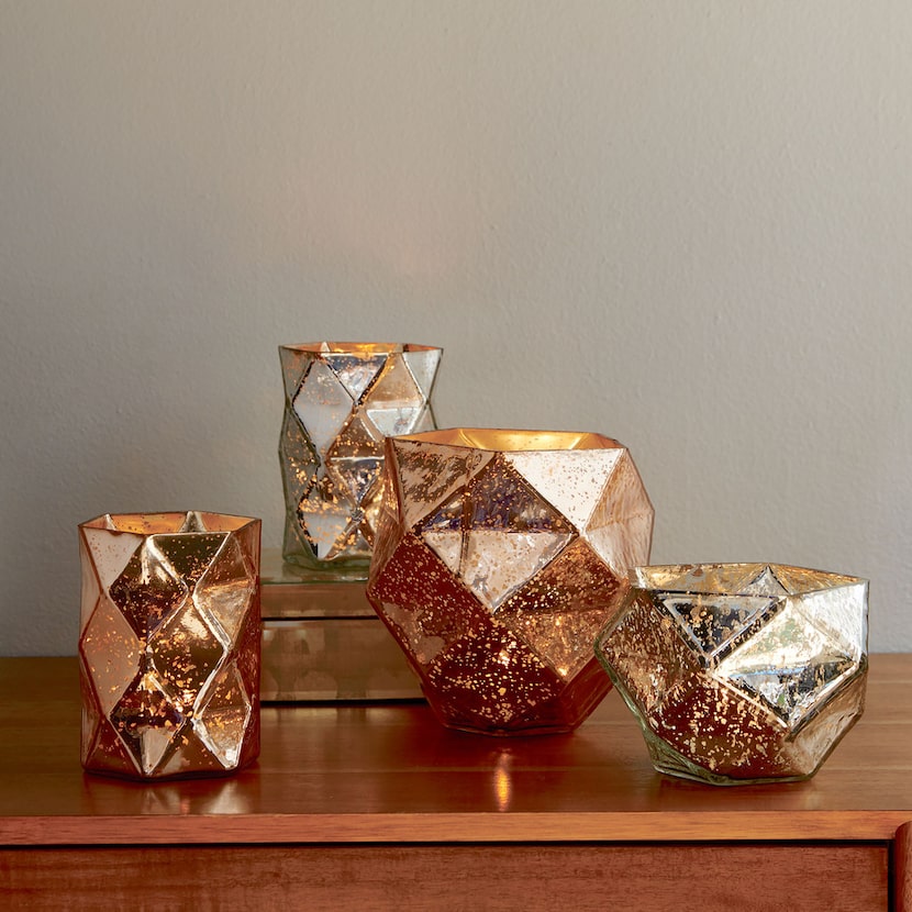 Faceted Mercury Candleholders and Vases, $12 to $24, West Elm