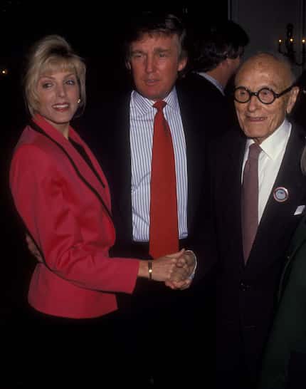 Marla Maples, Donald Trump and Philip Johnson at the Plaza Hotel in New York City in October...