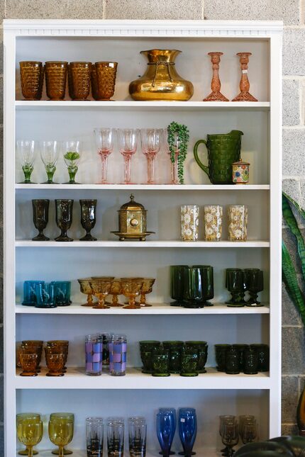 Vintage glassware is seen at Shop Vintage Dallas on Thursday, April 23, 2020 in the Design...