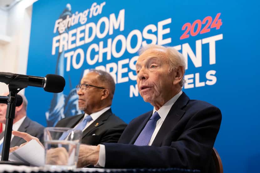 No Labels founding chairman and former Sen. Joe Lieberman speaks about the 2024 election at...