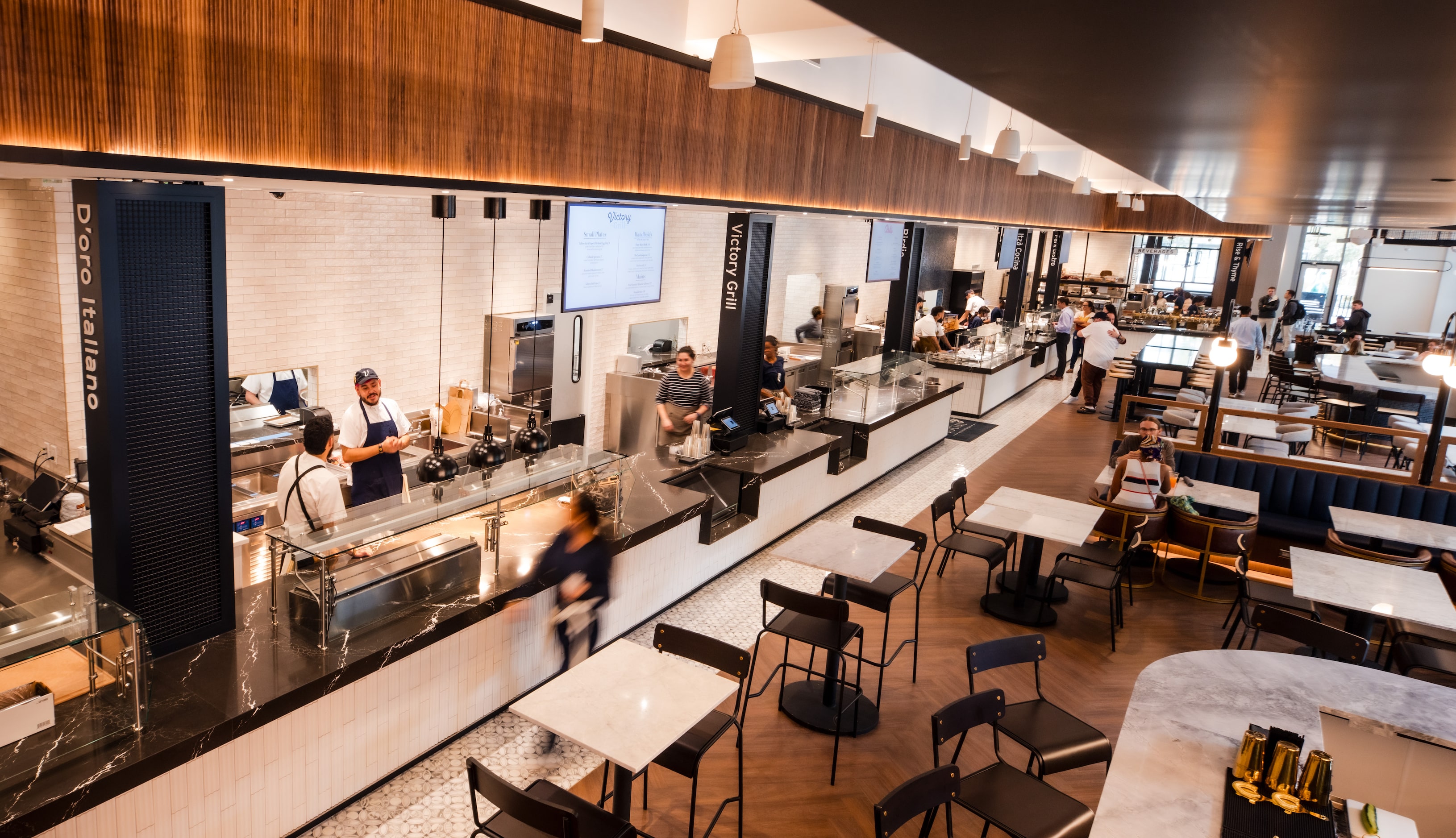 The main dining room at Victory Social in Dallas might be bustling during lunch.