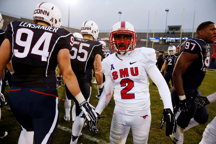Southern Methodist wide receiver Deion Sanders Jr. (2) after Southern Methodist defeated...