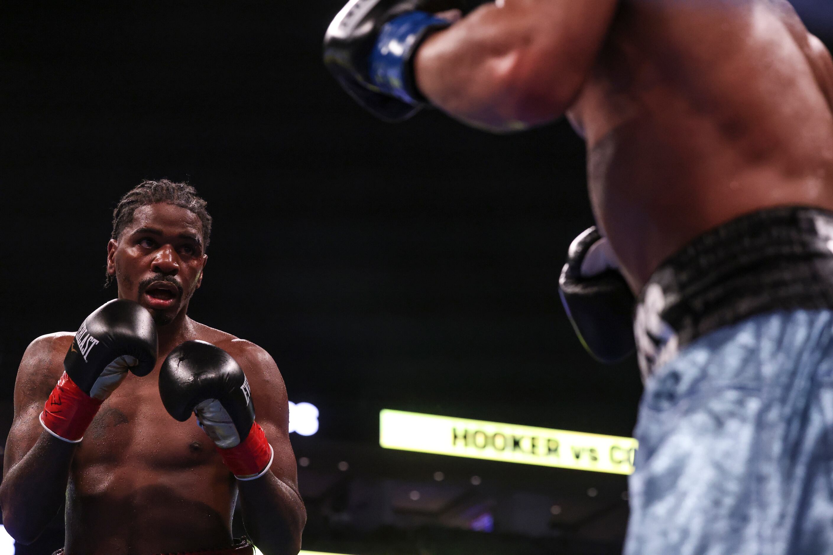 Maurice Hooker watches Blair Cobbs as they circle the ring, Saturday, August 6, 2022, at...