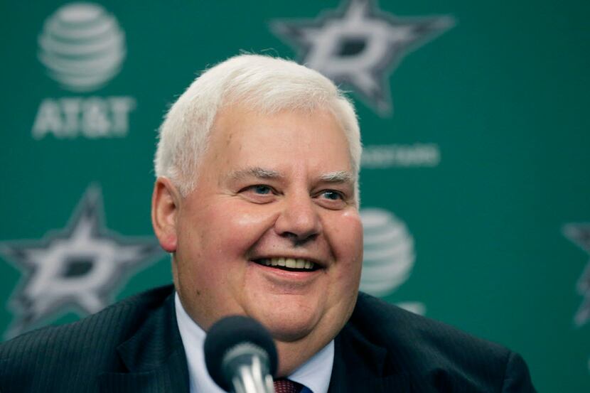 Dallas Stars newly hired NHL hockey team head coach Ken Hitchcock smiles during a news...