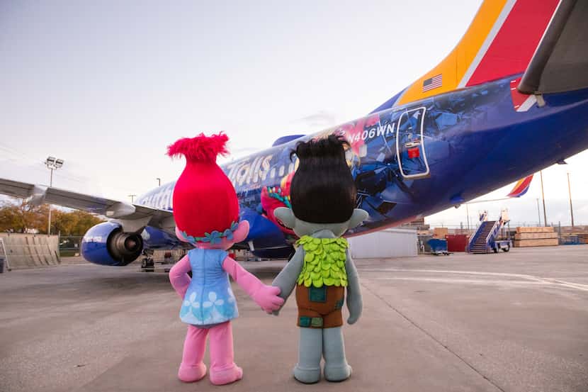 Southwest Airlines' new Trolls-themed plane to promote the upcoming movie 'Trolls: Band...