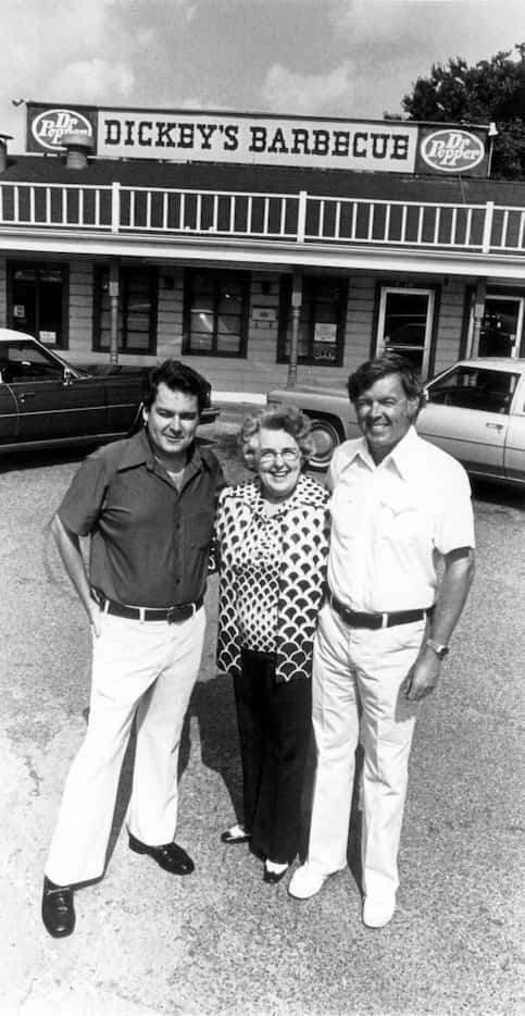 Roland Dickey Sr. (left),  Mama Ollie Dickey and T.D. Dickey Jr. in front of  Store #1 on...