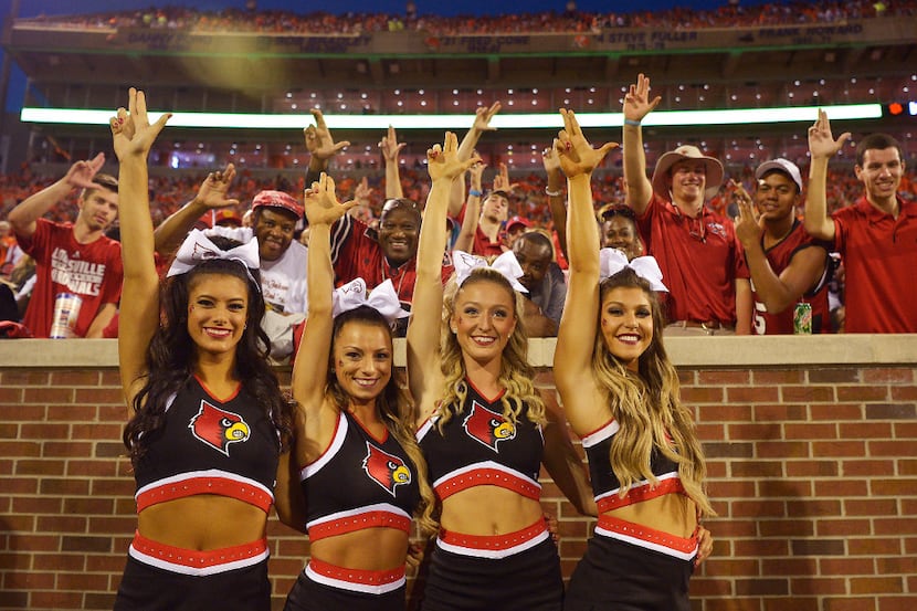 CLEMSON, SC - OCTOBER 01: Louisville Cardinals cheerleaders perform prior to the game...