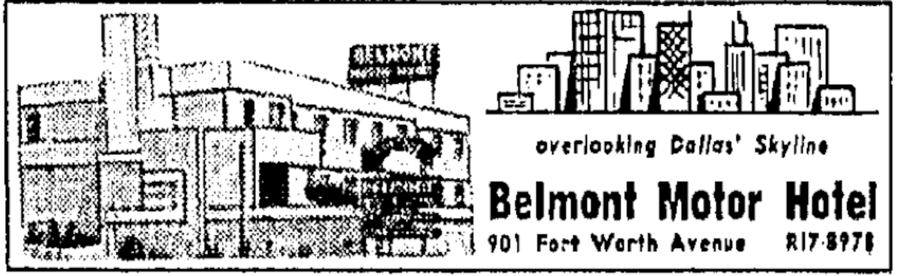 An ad for the Belmont Hotel that ran in The Dallas Morning News on June 6, 1965