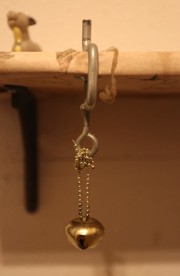 A bell left as a trigger for a spirit inside the Haunted Hill House in Mineral Wells, Texas...