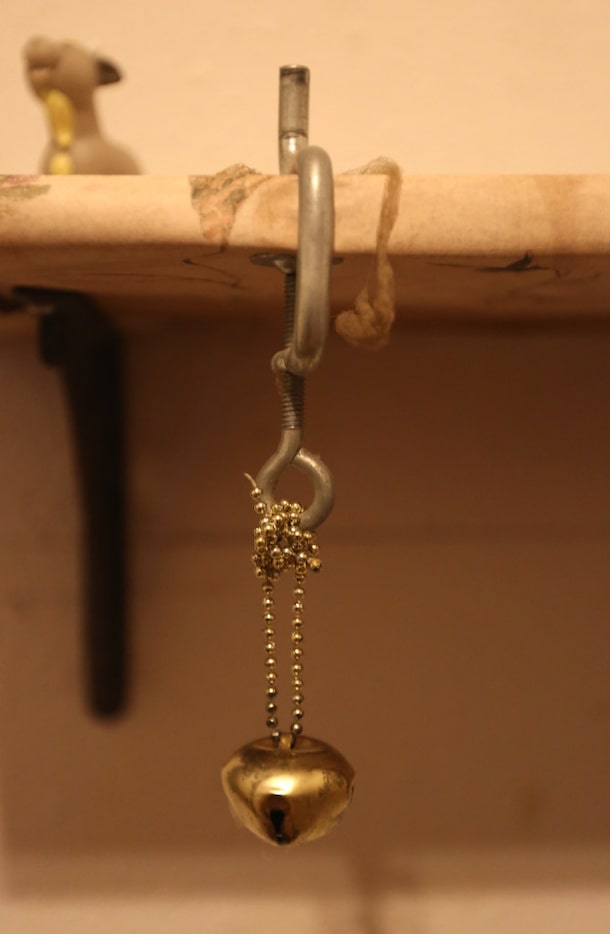 A bell left as a trigger for a spirit inside the Haunted Hill House in Mineral Wells, Texas...