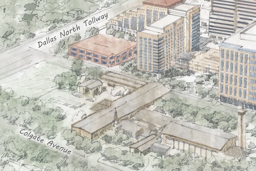 A new office building, center right, and a residential tower, on the left, are planned for...
