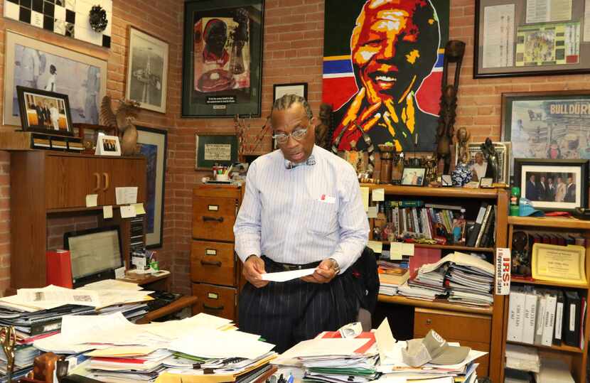 Dallas County Commissioner John Wiley Price works in his office on April 29, 2017, in...