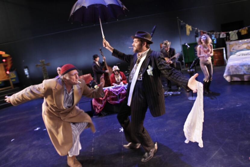 Fred Curchack (left) and Jonathan Brooks perform in the Undermain Theatre production of...