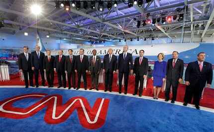  Republican presidential candidates, from left, former Pennsylvania Sen. Rick Santorum,...