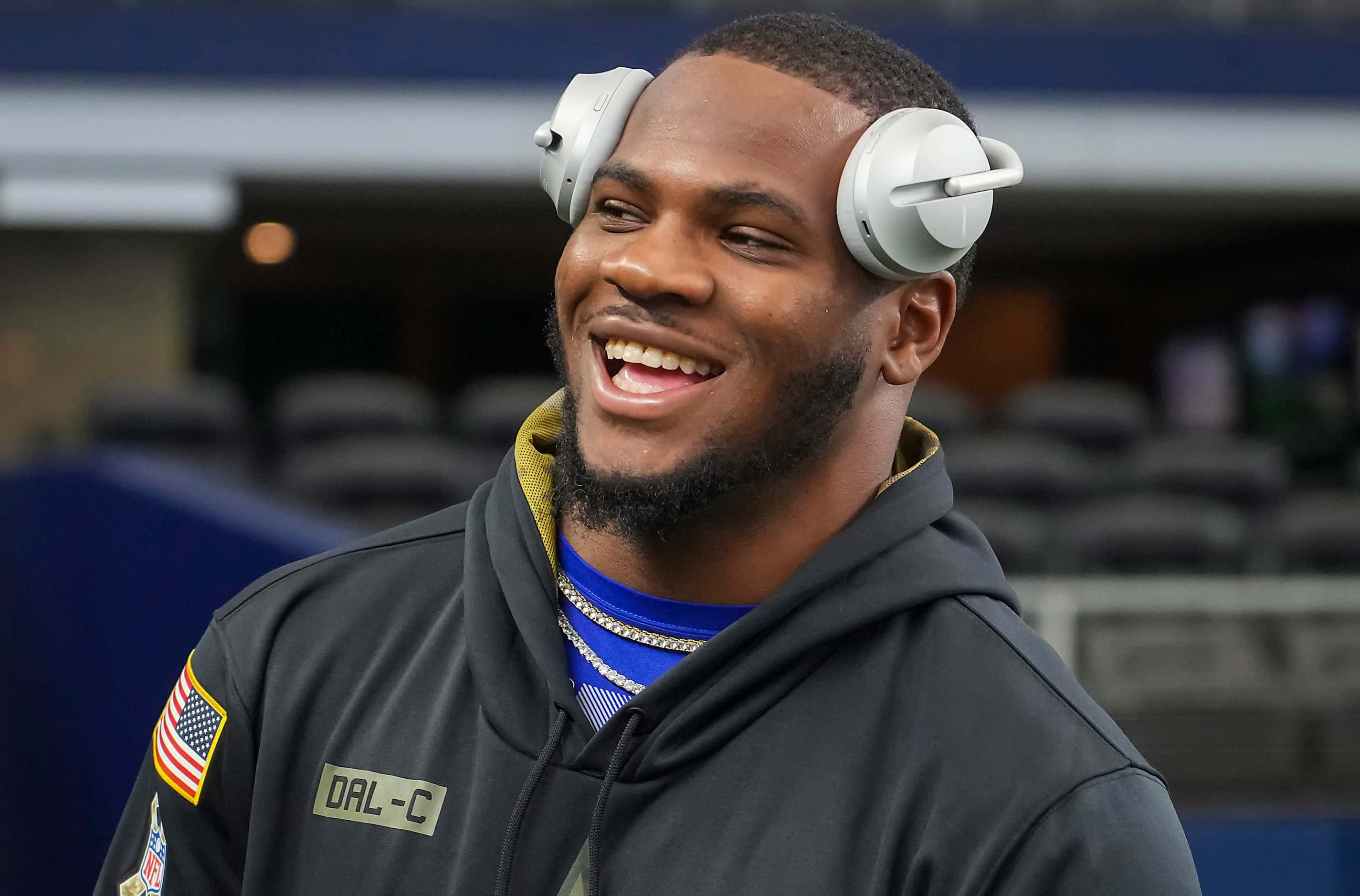 Dallas Cowboys linebacker Micah Parsons laughs with Shannon Furman of HBO’s Hard Knocks as...