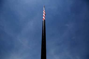 The world's largest free-flying U.S. flag, when the wind blows in Sheboygan, Wis., lays flat...