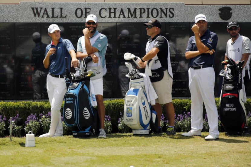 Jordan Spieth of Dallas (left) and Ryan Palmer of Colleyville (second from right) both...
