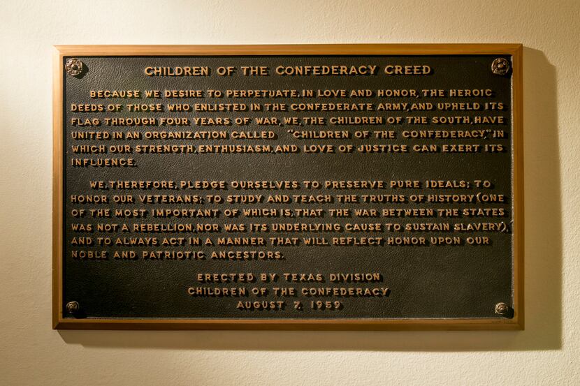 The "Children of the Confederacy Creed" plaque at the Capitol.