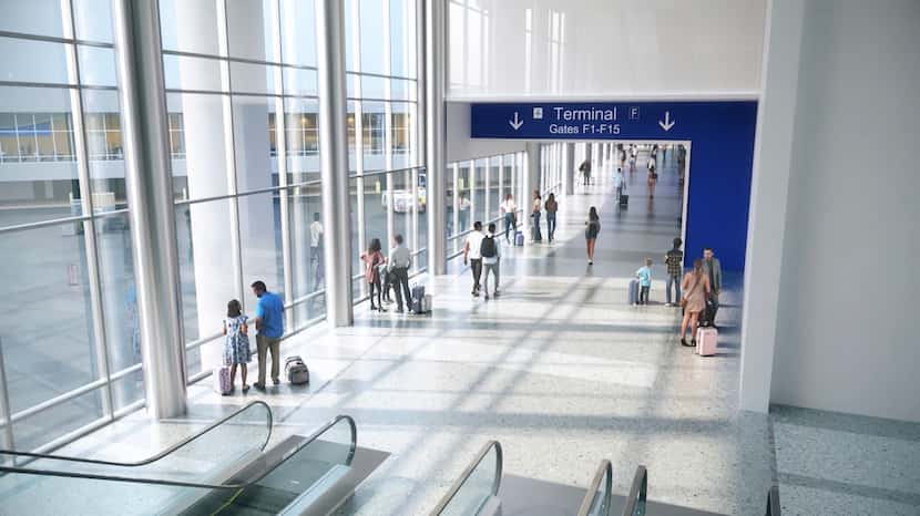 Video renderings show the new Terminal F at DFW Airport. 