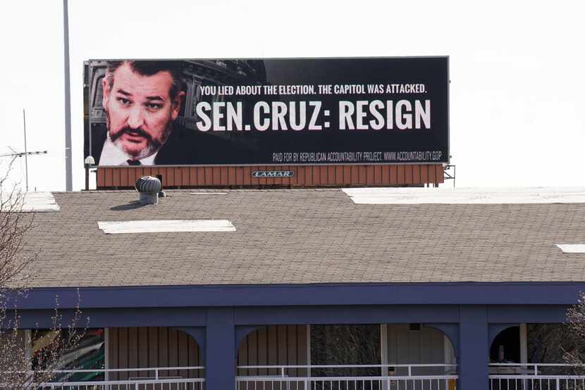 Ted Cruz billboard on highway 360, just north of Lamar St. in Grand Prairie, Texas on Feb....