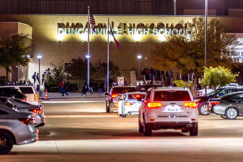 Parents drop off their children at Duncanville High School, Tuesday, October 24, 2023....