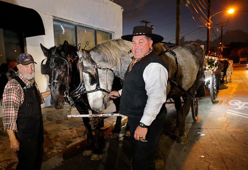 Co-owners of NorthStar Carriages Melvyn High, 82, left, and his son Brian High pose for a...