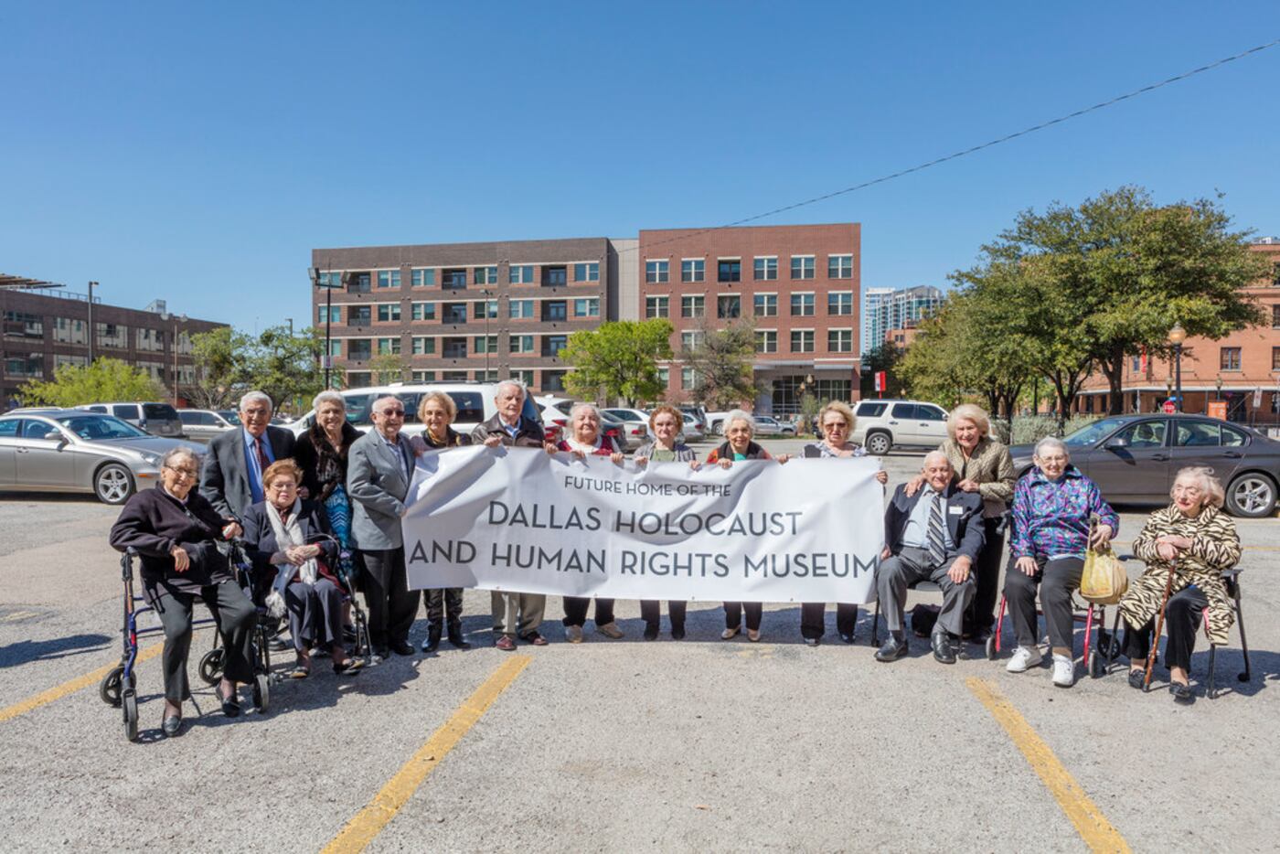 Fifteen Holocaust survivors from the D-FW area gathered for a group photo celebrating plans...