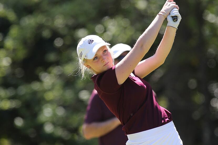 Maddie Szeryk competes in Texas A&M women's golf at a match in April 2016. Szeryk is an...