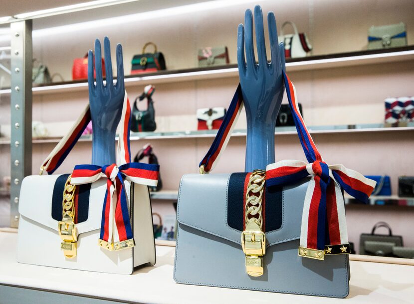 Gucci handbags on display inside Neiman Marcus at The Shops at Clearfork in Fort Worth. 