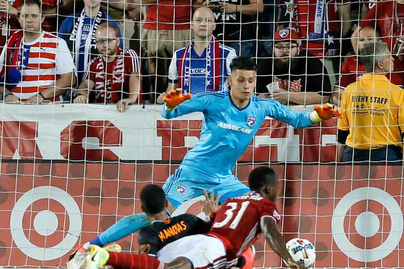 FC Dallas goalkeeper Jesse Gonzalez's (in blue) application to switch affiliation to the...