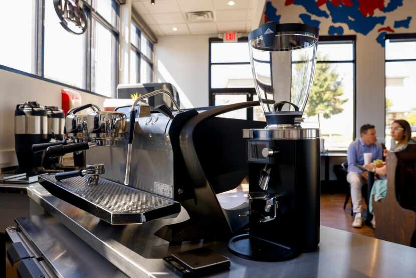 The coffee bar photographed on Wednesday, Sept. 21, 2022, at Great American Hero’s new...