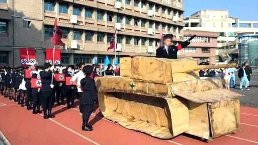 Students holding a Nazi-themed parade in Taiwan.