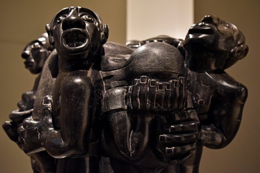 "Mourning for Zapata," veined black Veracruz marble from 1957 by Francisco Arturo Marin, is...