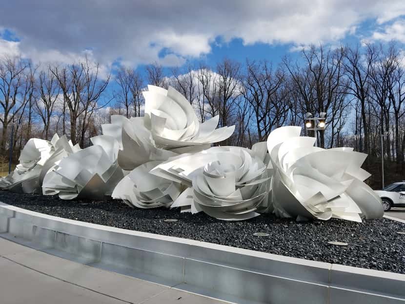 Just outside the MGM National Harbor building sits Alice Aycock's Whirlpools sculpture, part...