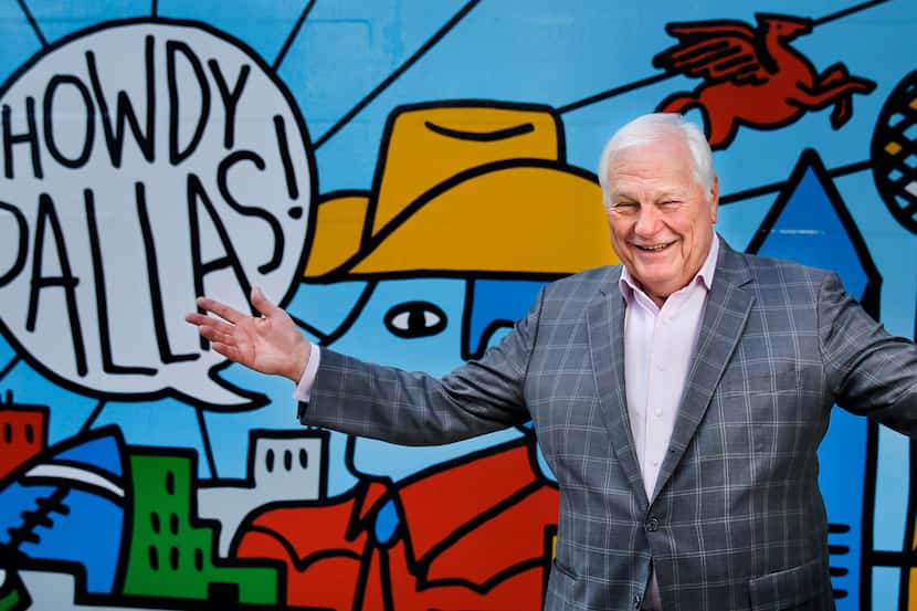 The Victory Park backdrop for this 2021 photo of WFAA-TV sports anchor Dale Hansen should...