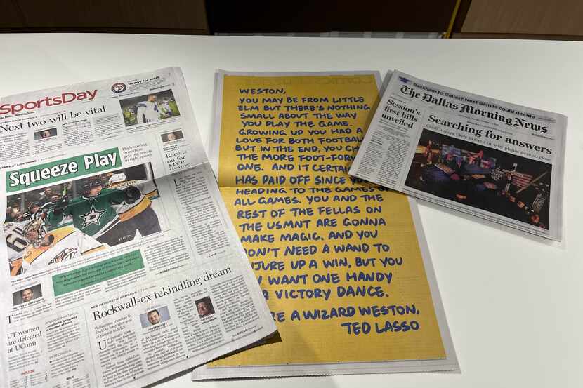 The Tuesday, Nov. 15 edition of The Dallas Morning News features a message for Little Elm's...