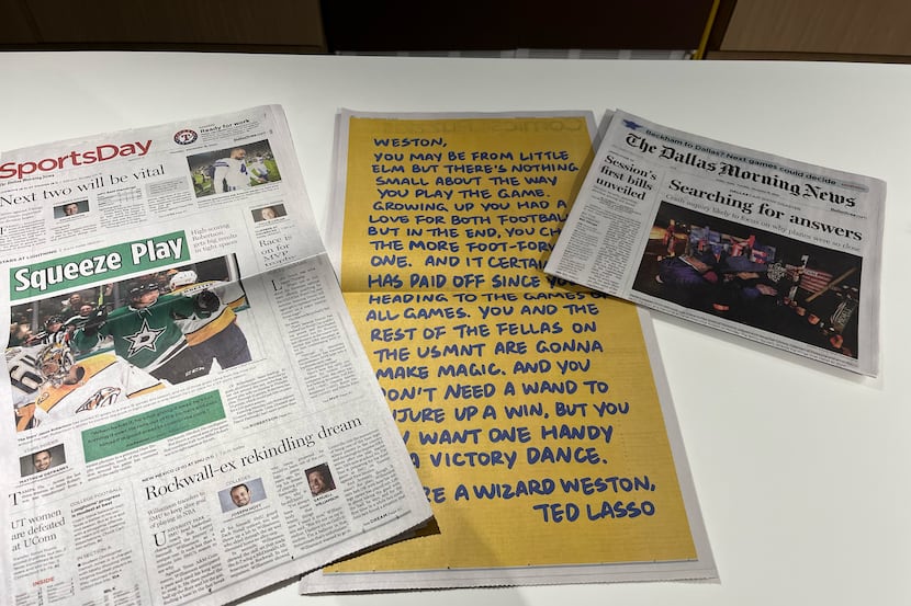 The Tuesday, Nov. 15 edition of The Dallas Morning News features a message for Little Elm's...