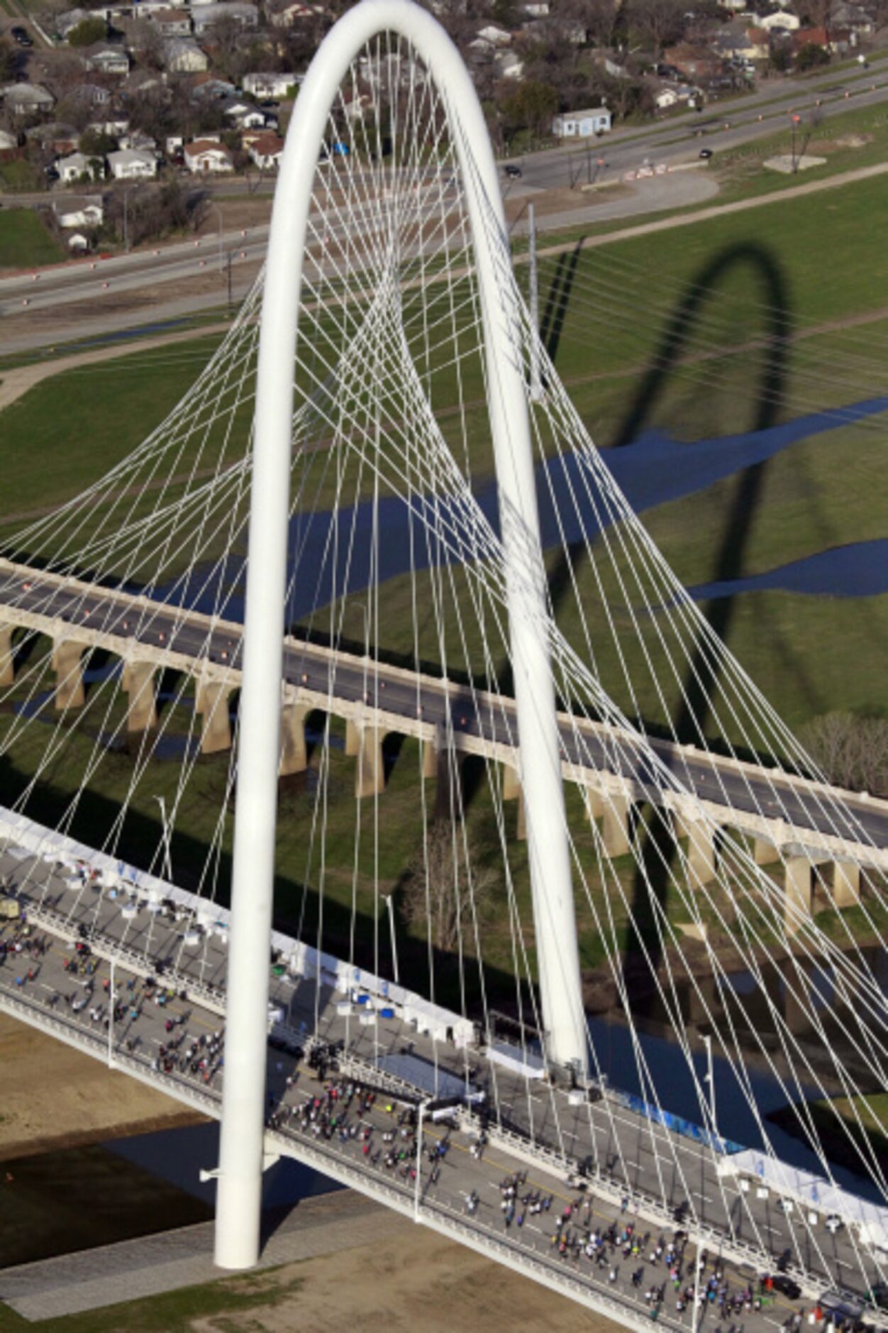 The eighth annual MWH Trinity River Levee Run takes part on the Margaret Hunt Hill Bridge on...