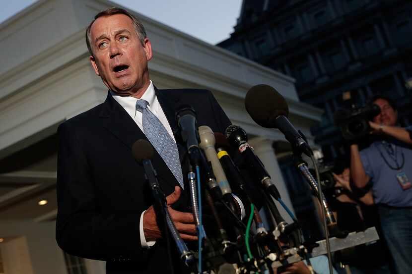 Speaker of the House John Boehner (R-Ohio) speaks to the media after a meeting at the White...