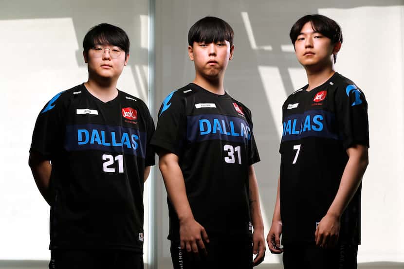 Dallas Fuel Overwatch League players Seung-soo ‘Jecse’ Lee, Kwon ‘Fielder’ Jun, and Jun Keun...