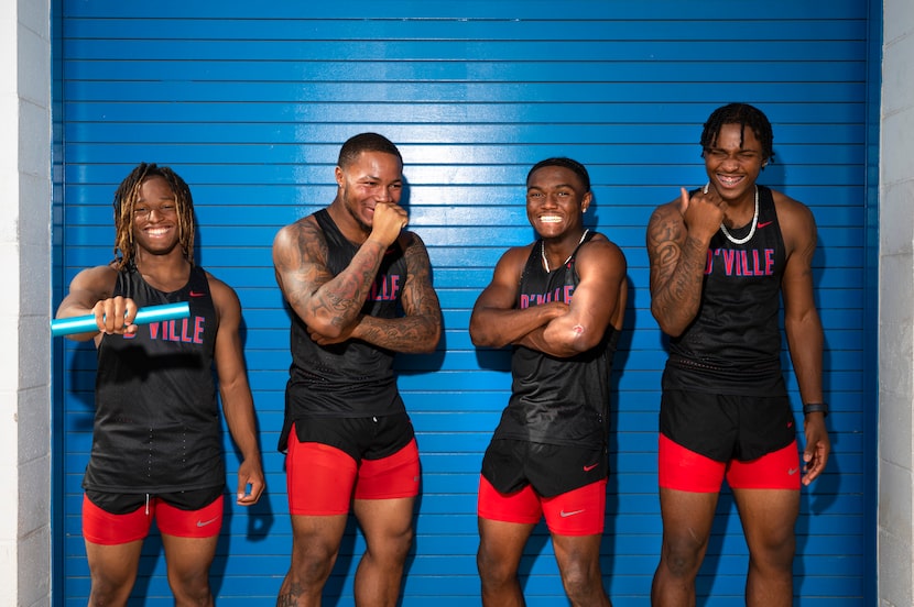 Duncanville High School boys 4x200-meter relay team consisting of (L-R) Brayden Williams,...