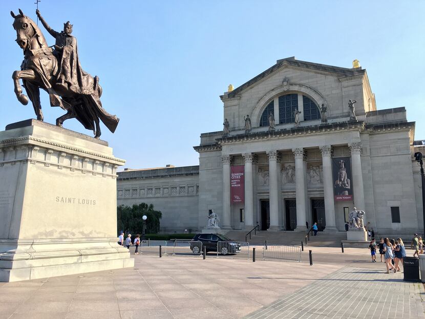 Visitors to the St. Louis Art Museum are greeted by a statue of the French King Louis IX,...