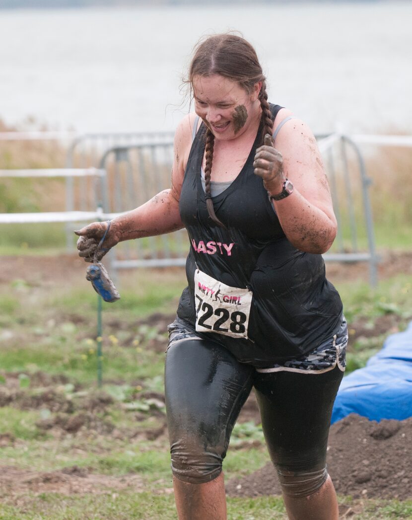 Women competing in the Dirty Girl Mud Run at Cedar Hill State Park on Saturday, Oct. 6, 2012.  