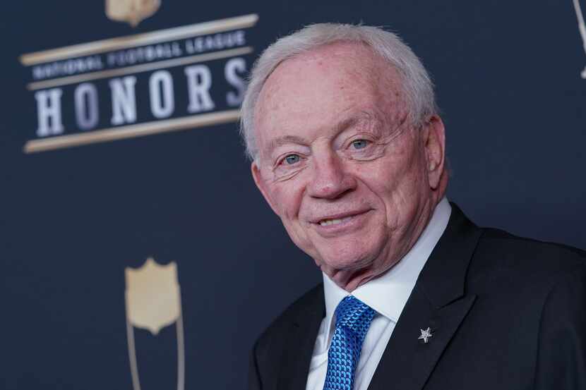 Jerry Jones arrives on the red carpet for the NFL Honors awards show on Saturday, Feb. 3,...