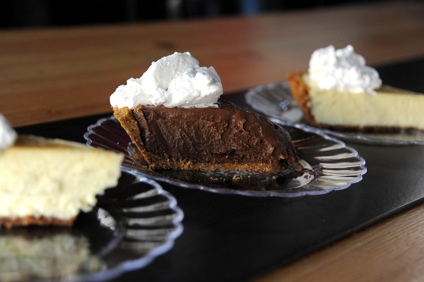 The pies, like this chocolate cream slice, come from Ann Lavine's recipe book. Ann's husband...