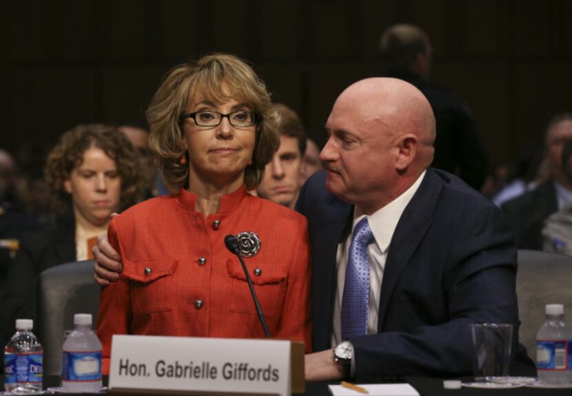 Former Rep. Gabrielle Giffords of Arizona, who survived an assassination attempt in 2011,...