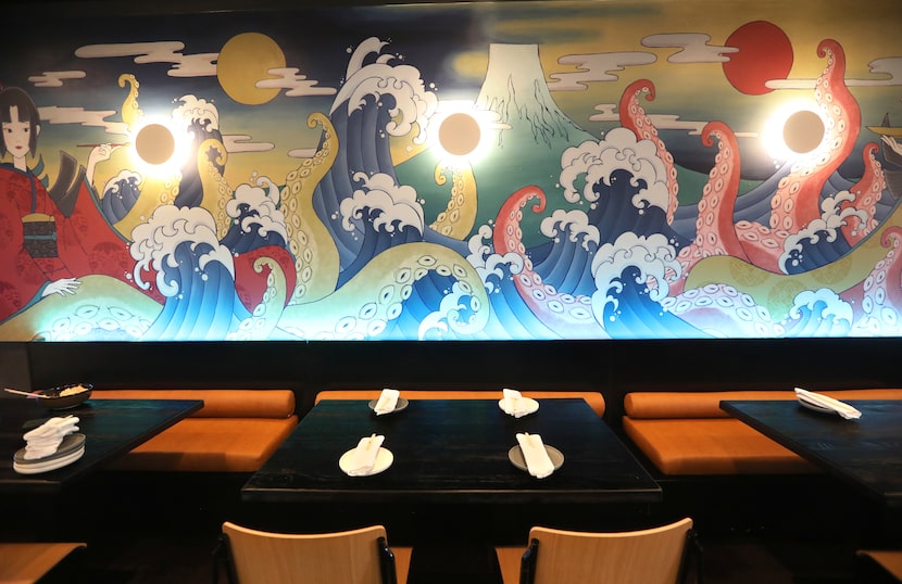 Artist Yukiko Izumi designed the walls at Kaiyo in Dallas.