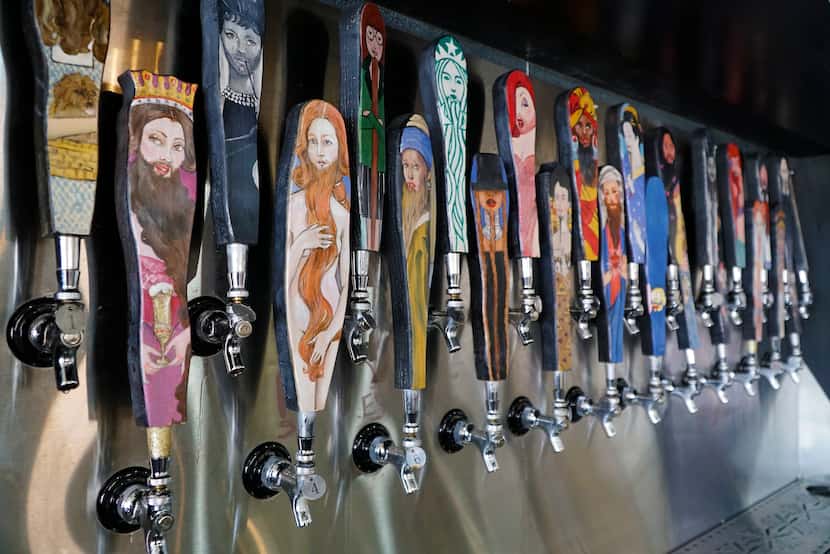 The beer taps are unique at The Bearded Lady Restaurant in Fort Worth.