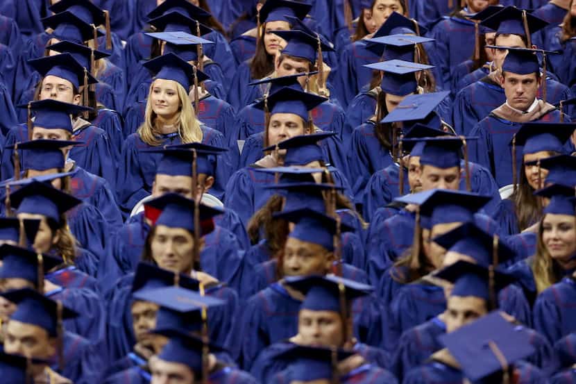 SMU Cox Business School graduates from Masters programs listened to remarks at Moody...